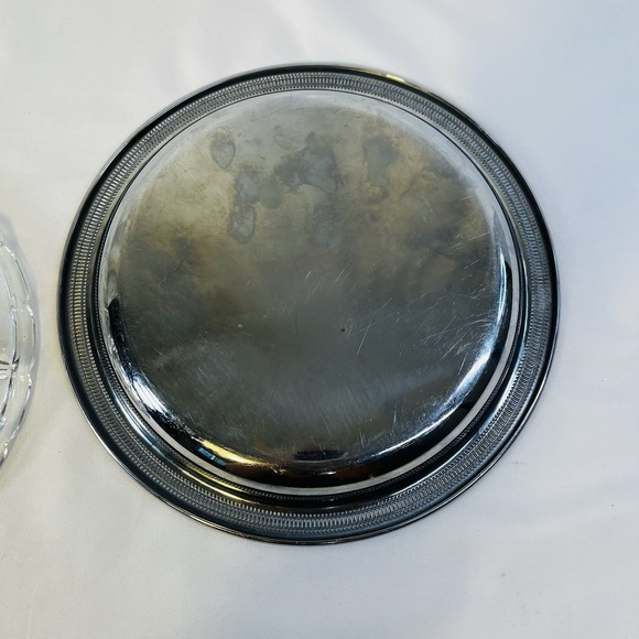 VTG‎ Continental Silver Co. Silver Glass Relish Tray Holiday 3 Sections 2 Pcs - Picture 4 of 8